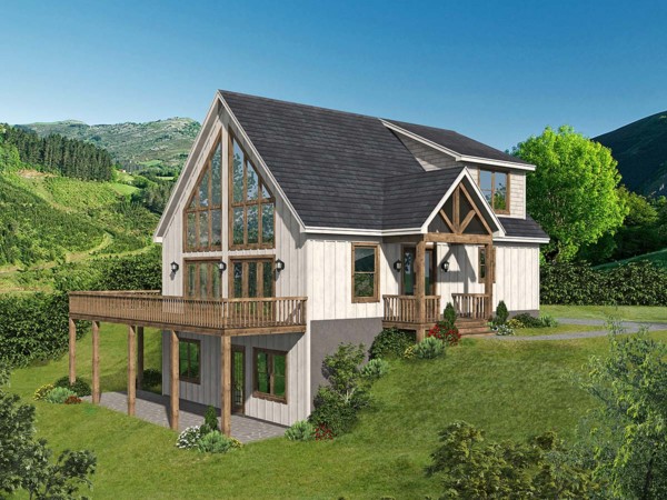 New A-Frame Hillside House Plan With Deck