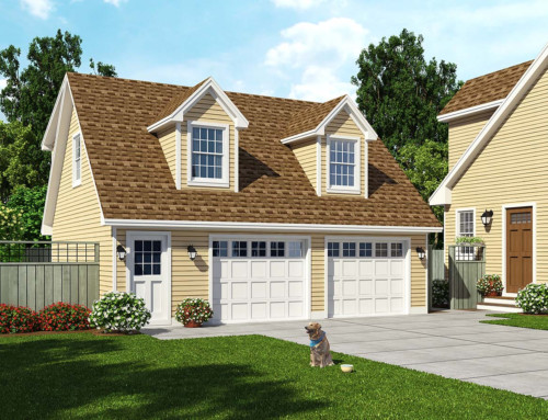 Two Car Garage Living Plan With One Bedroom