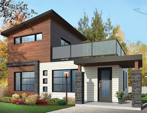 Small Modern Home Plan With Upper-Level Deck