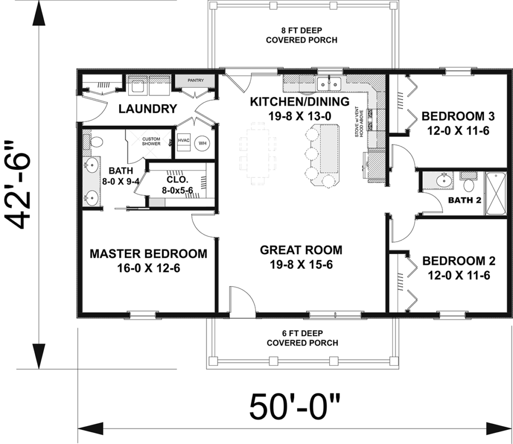 Three Bedroom Country Floor Plan With Split Bedrooms