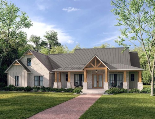 Sophisticated Texas Farmhouse Plan with 4 Bedrooms and an Office