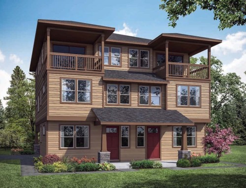 Three Story Duplex Plan with 5 Bedrooms Per Unit