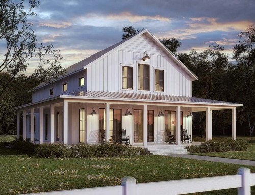 Barndominium Style Home Plan With Loft and Wrap Porch