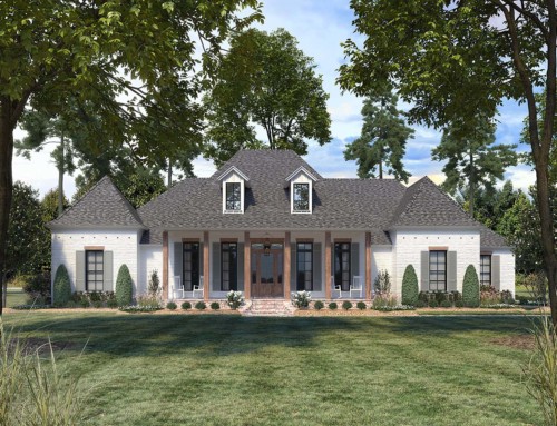 Acadian Style Home Plan With Pool Bath and Outdoor Kitchen