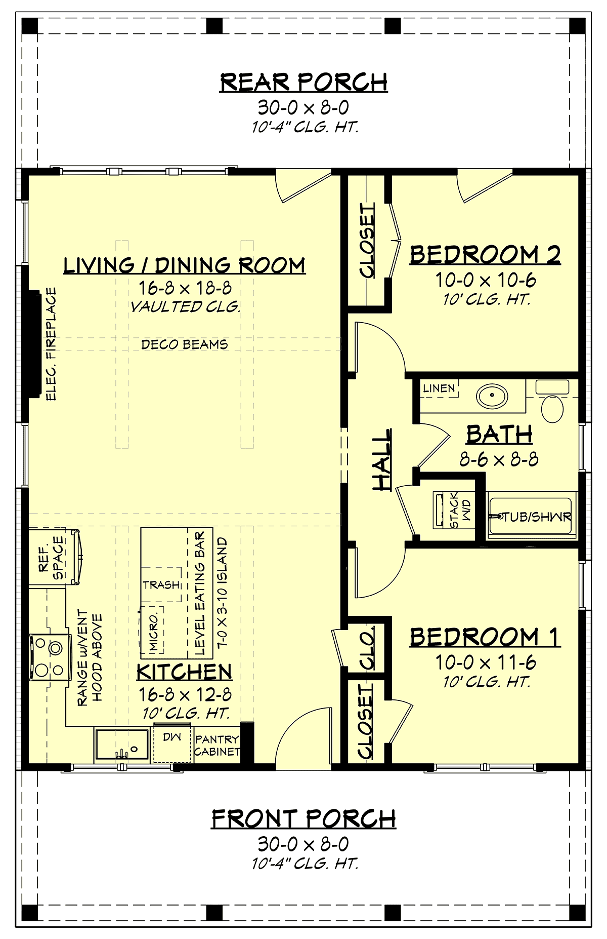 Small Country Cabin Plan with 960 Square Feet