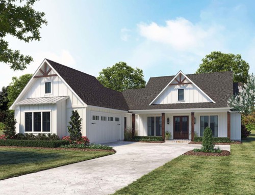 Farmhouse Style Country Home Plan with Split Bedroom Design