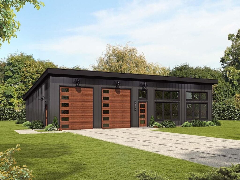 Modern Style One Level Garage Apartment Plan 81778