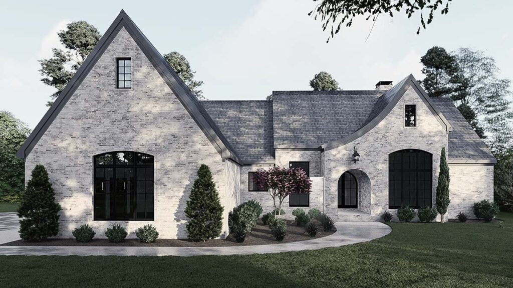 View of French Country Home Plan With Luxury Master Suite