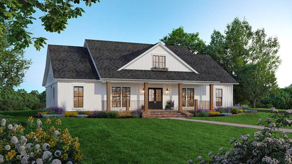 Ranch House Plan With Rear 2 Car Garage (Plan 60137)