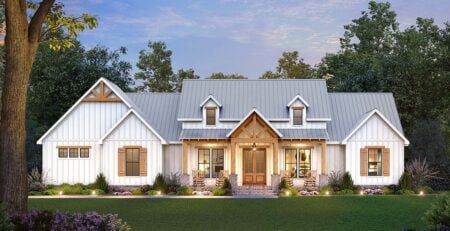 Plan 84705 – Modern Farmhouse with Smart Family Features