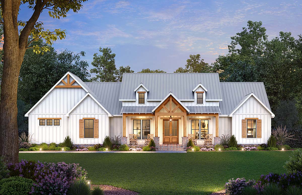 Plan 84705 – Modern Farmhouse with Smart Family Features