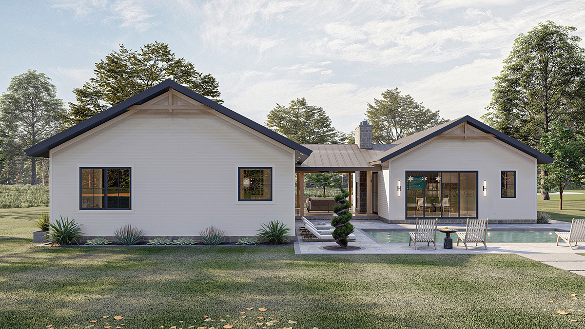 Rear Elevation of house plan 101402