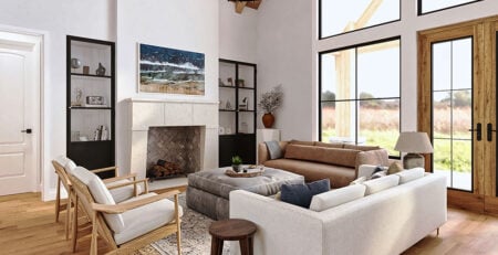 Interior of great room for house plan 72273