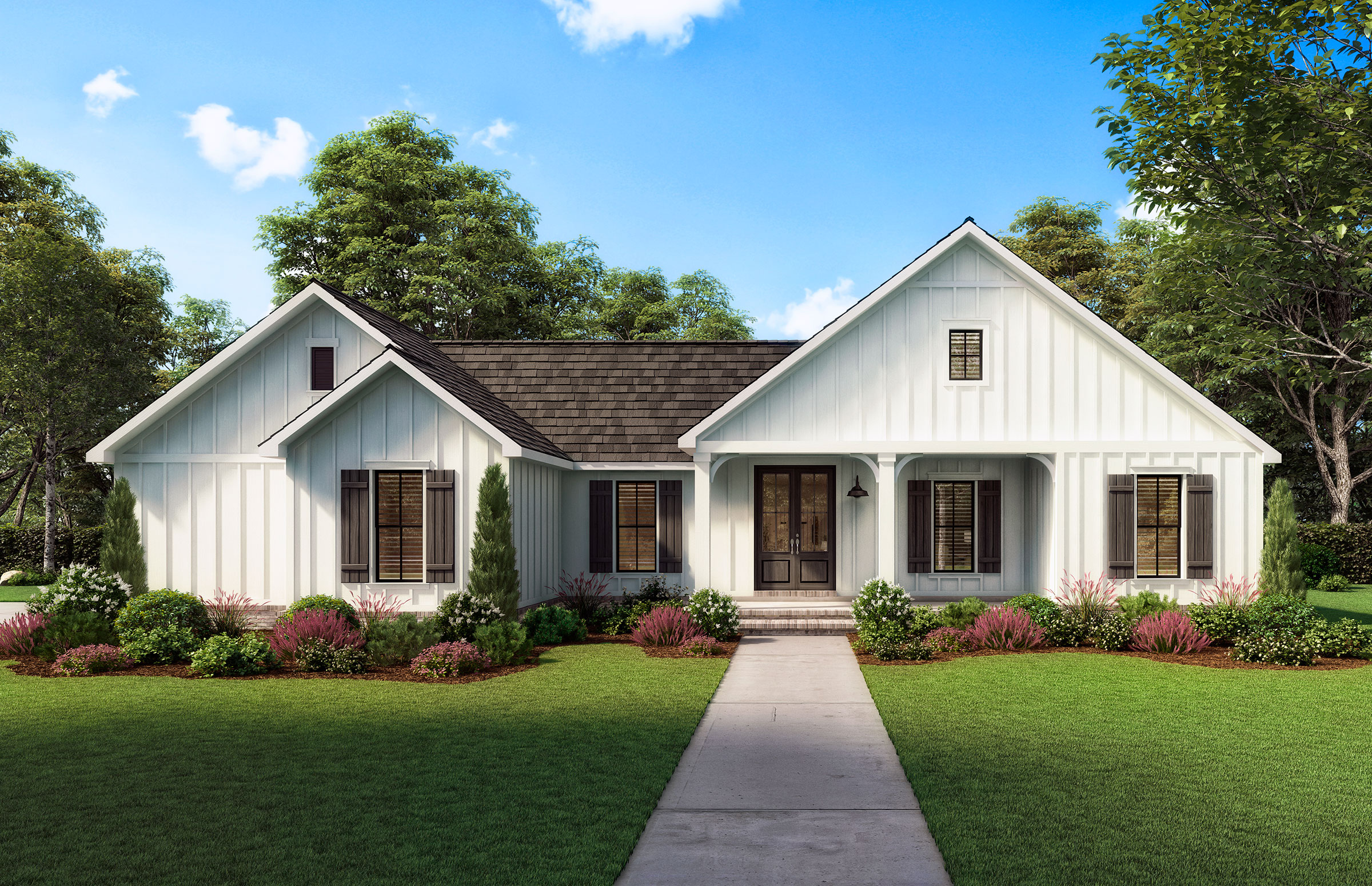 Ranch Style House Plan 41421 has 1,474 square feet of living space