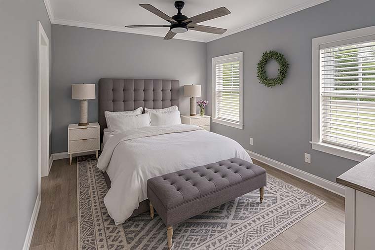 Master suite of Southern Style House Plan 77428 with large walk-in closet and dual sink bathroom