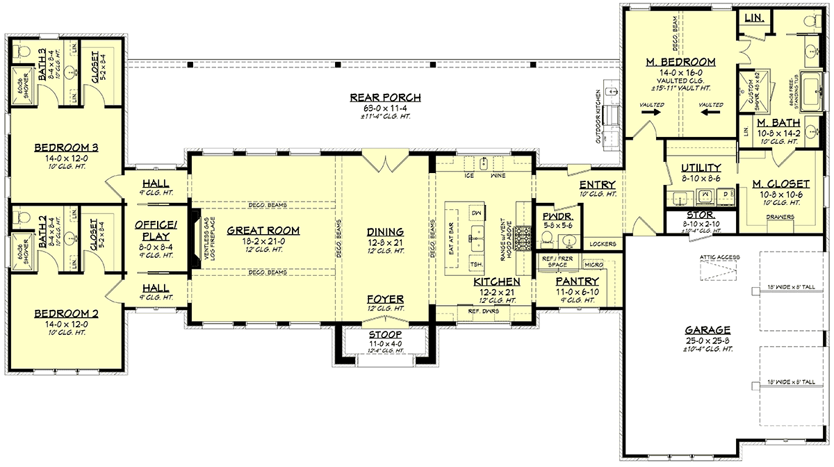 Modern Ranch House Plan 82925 Delivers Open Living and Private Comfort, image size:1200x672