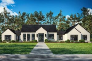 Modern Ranch house plan 82925 front elevation with wide porch and clean transitional design