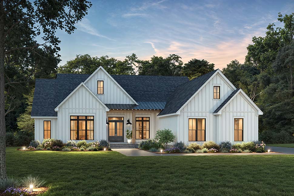 Southern House Plan 82986 front exterior with modern farmhouse details and welcoming porch
