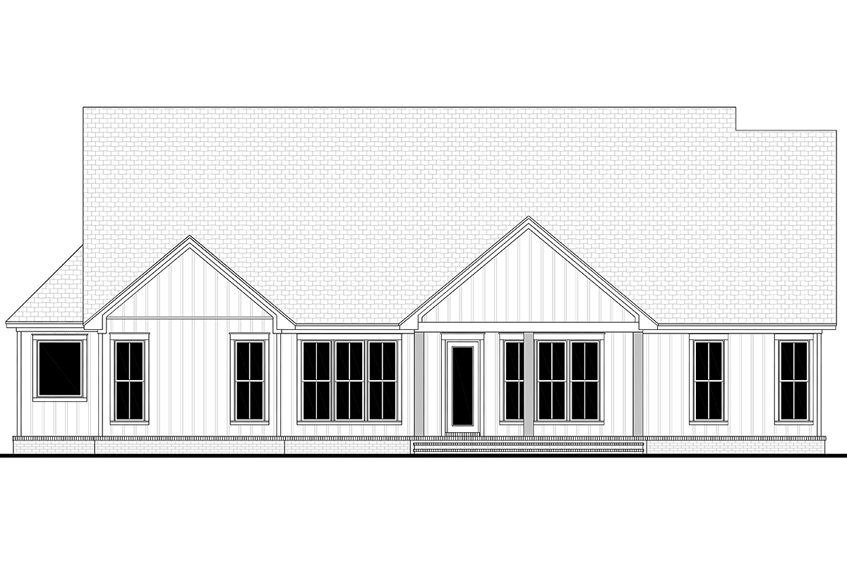 Rear elevation of Southern House Plan 82986 with covered porch designed for outdoor living