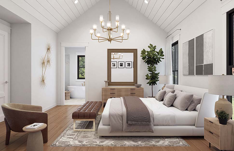 Master bedroom of Traditional House Plan 82935 with clean lines and comfortable proportions