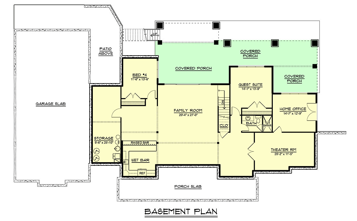 Lower Living floor plan of Farmhouse Plan with Craftsman Style 43960