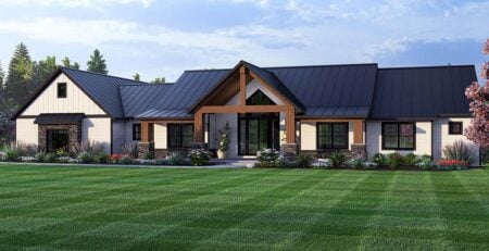 Farmhouse Plan with Craftsman Style 43960 front elevation with wide porch and classic detailing