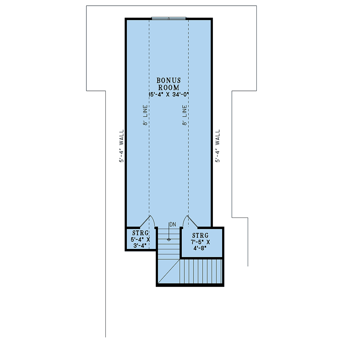 Bonus room floor plan of country farmhouse plan 82777 above the garage with extra storage potential
