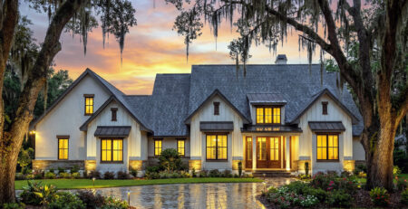 Country Farmhouse Plan 75180 front rendering with side-entry garage and classic farmhouse exterior